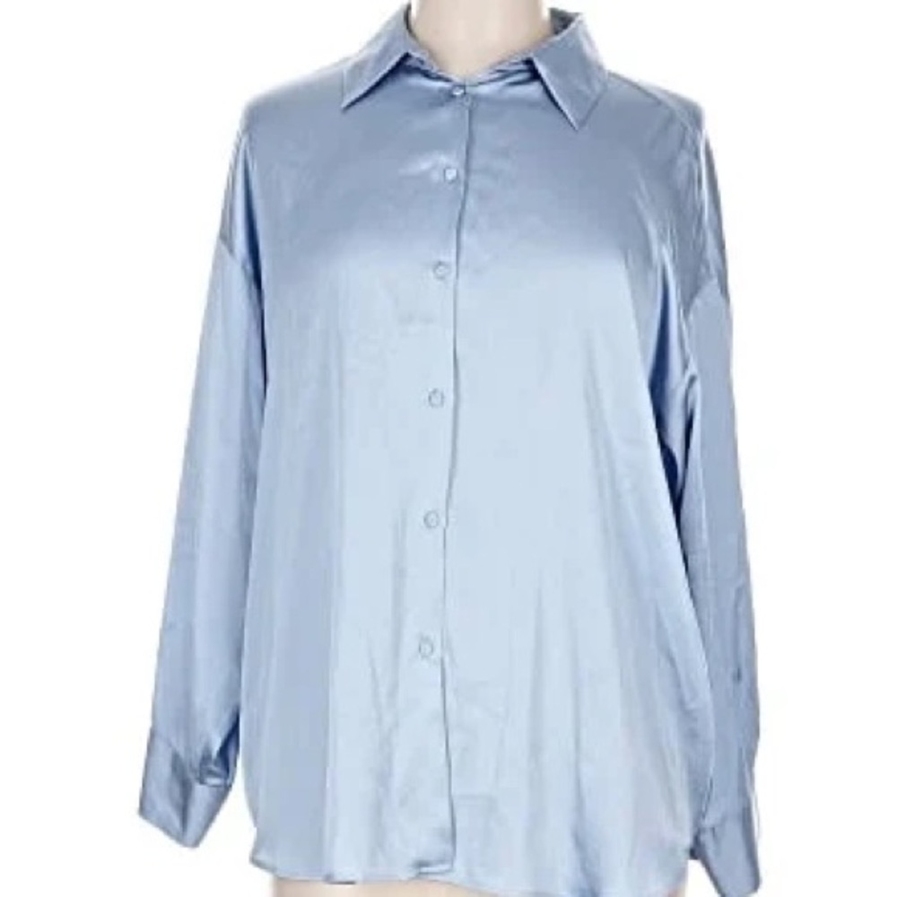 Zara Women Blue long sleeve shirt/blouse Size S